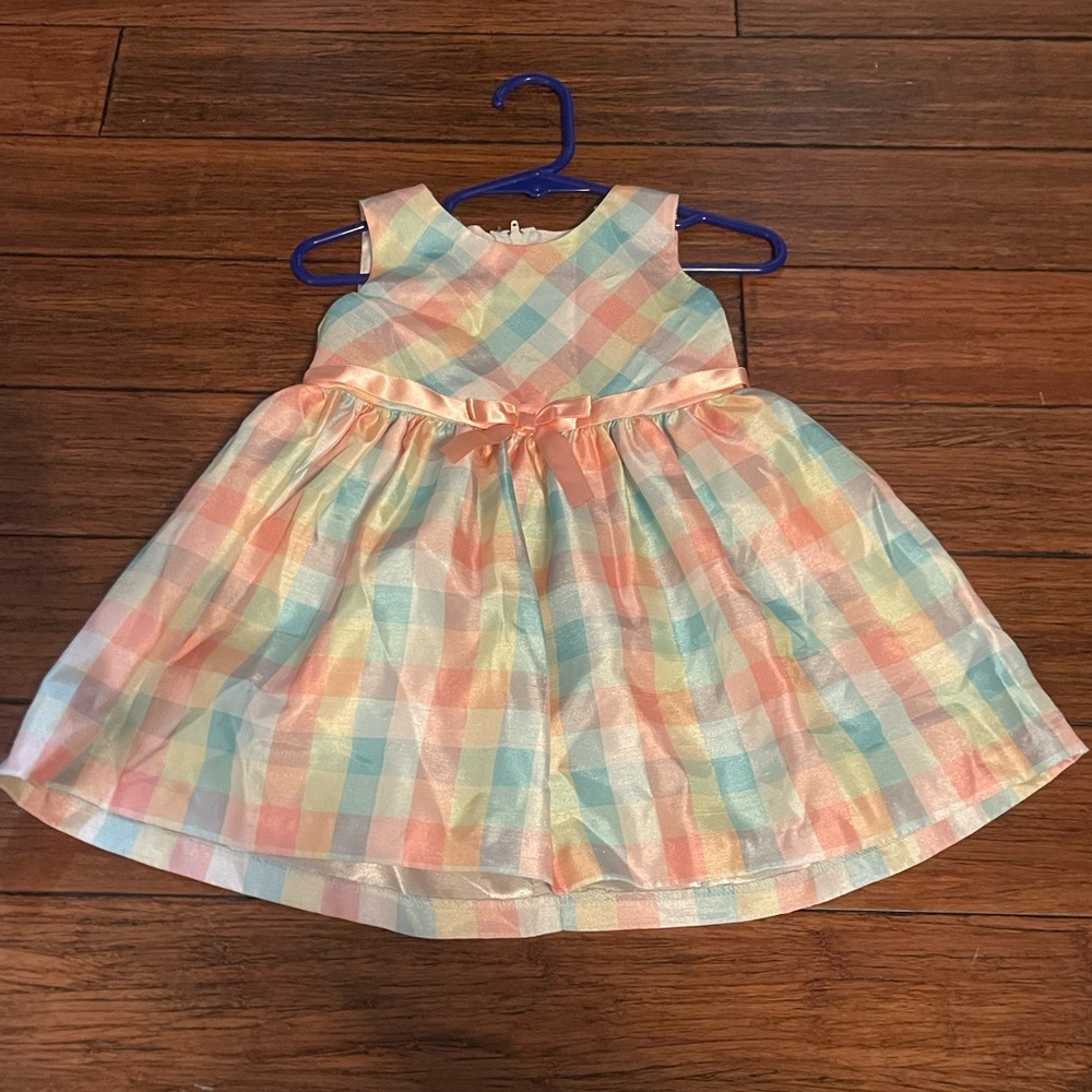 Bonnie Baby Green and Orange Sleeveless Sundress